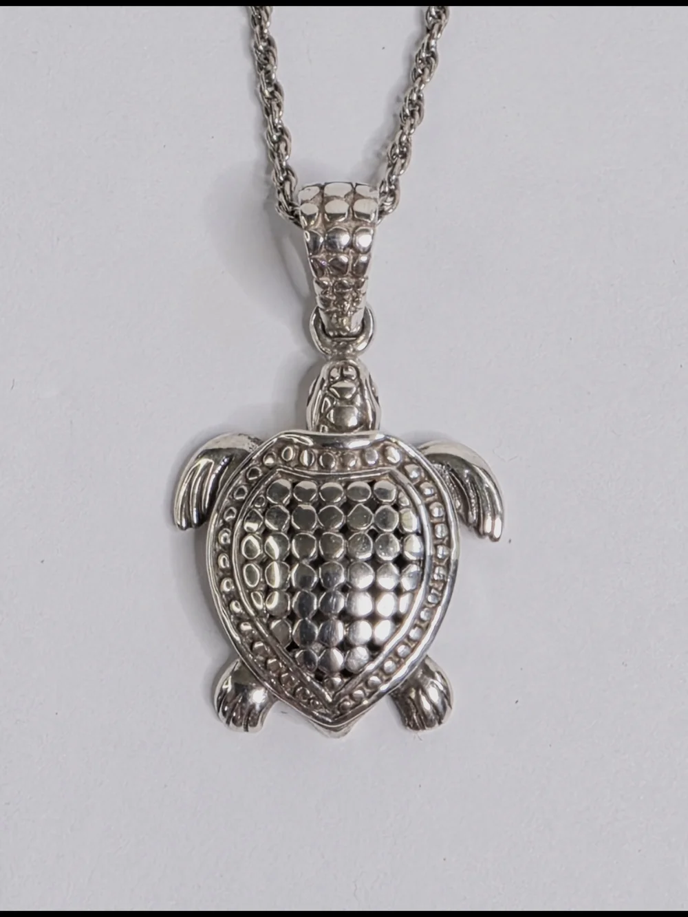 ATI Solid Sterling Silver Turtle Pendant Necklace - Picture 3 of 8